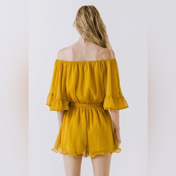 Endless Rose Ruffled Sleeve Romper in Honey Yellow - Picture 4 of 7